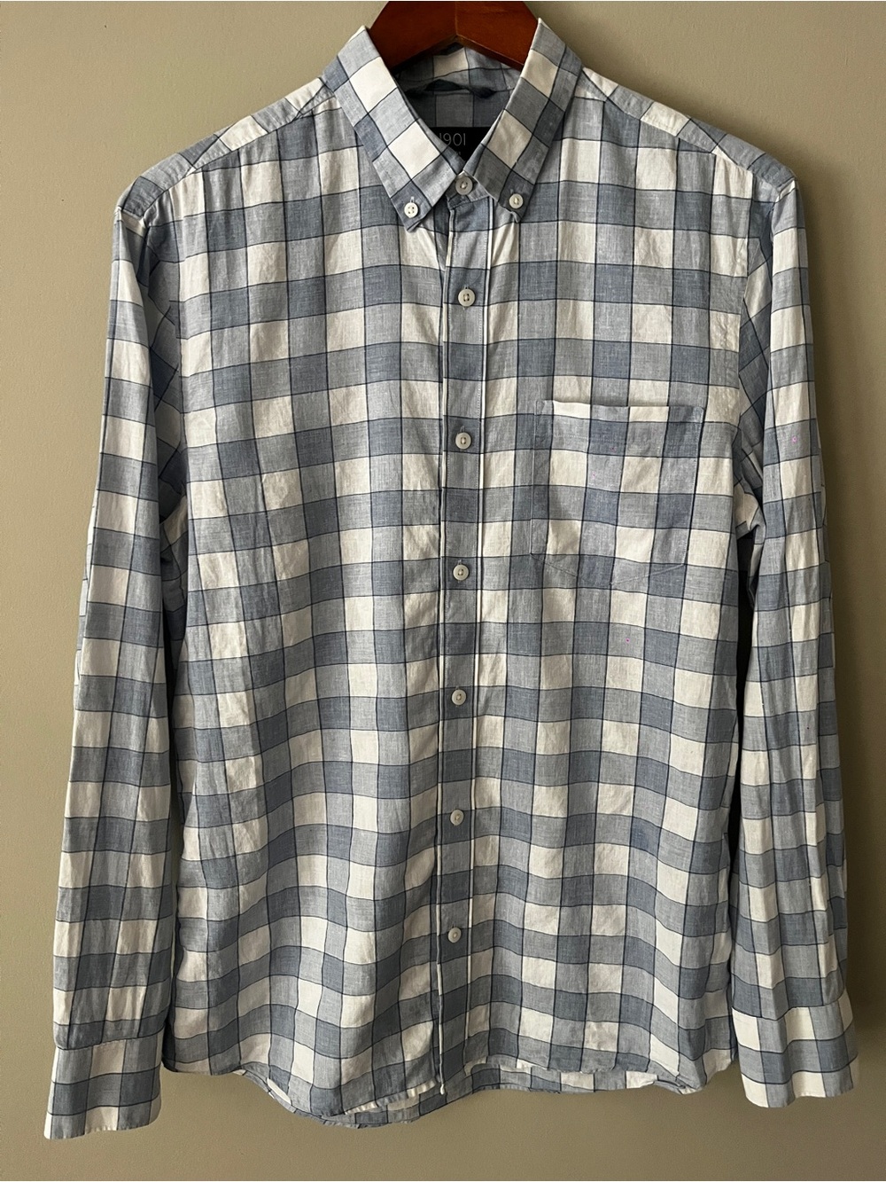 1901 Blue and White Checked Button-Down Shirt